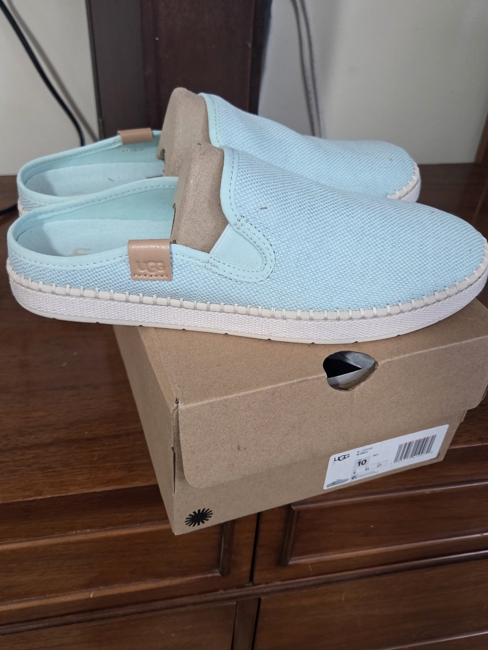 UGG Kids Slip-On Sneakers in Light Blue with Tan Accents